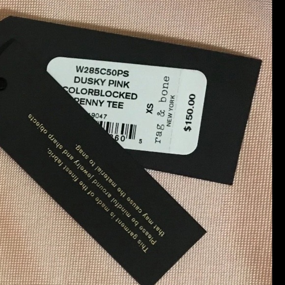 Rag & Bone Dusty Pink Colorblock Penny Tee Medium - Picture 6 of 8